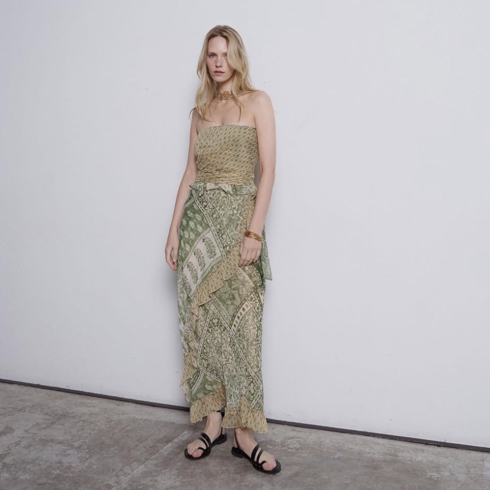 Green Embellished Maxi Skirt for Cocktail Nights